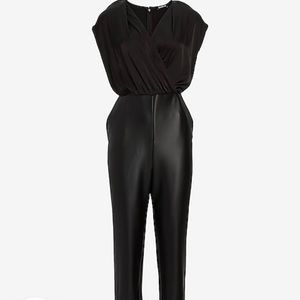 Express faux leather XL black jump suit
